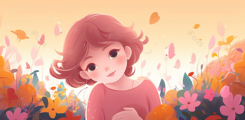 大眼睛短发女生卡通小清新母亲节母女插画海报背景宣传图,插画/手绘图,插画/手绘图库,插画/手绘图下载,插画/手绘